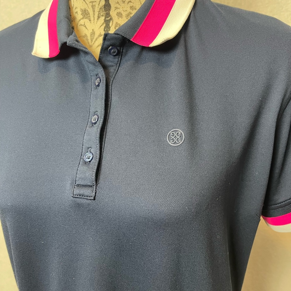 G/FORE Navy Polo Dress with Pink and White Trim - Picture 2 of 7